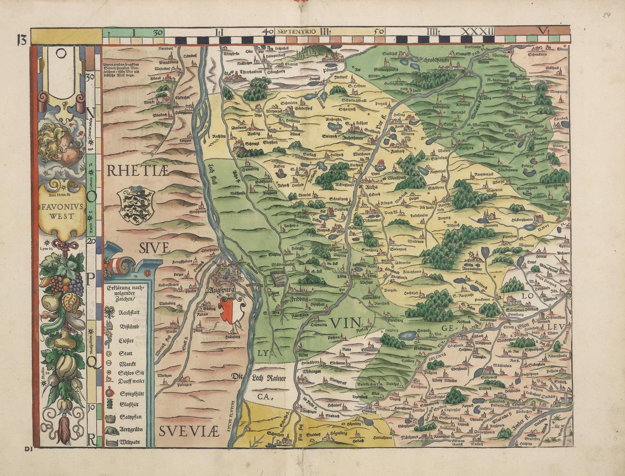 Tablety bavorské země z roku 1568 (talíř 13) od Philipp Apian