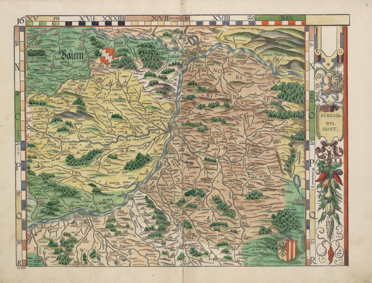 Philipp Apian - bavorské venkovské tabulky z roku 1568 (panel 16) cca 1 od Philipp Apian
