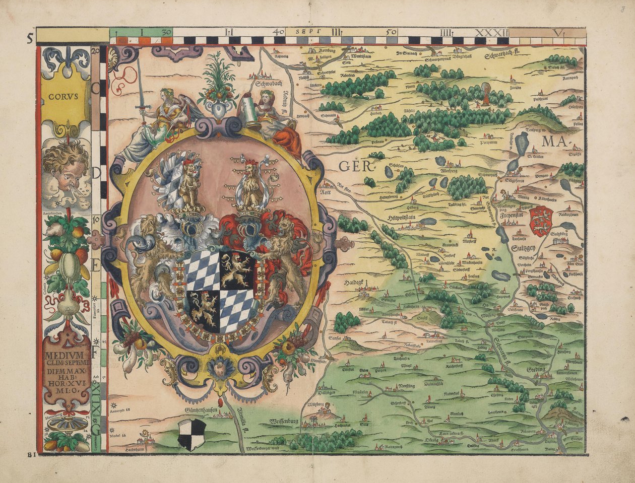Philipp Apian - bavorské venkovské tabulky z roku 1568 (panel 5) cca 1 od Philipp Apian