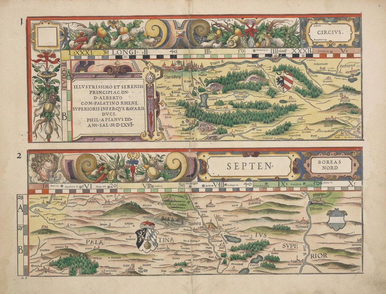 Philipp Apian - bavorské venkovské stoly z roku 1568 (panely 1 a 2) přibližně 1 od Philipp Apian