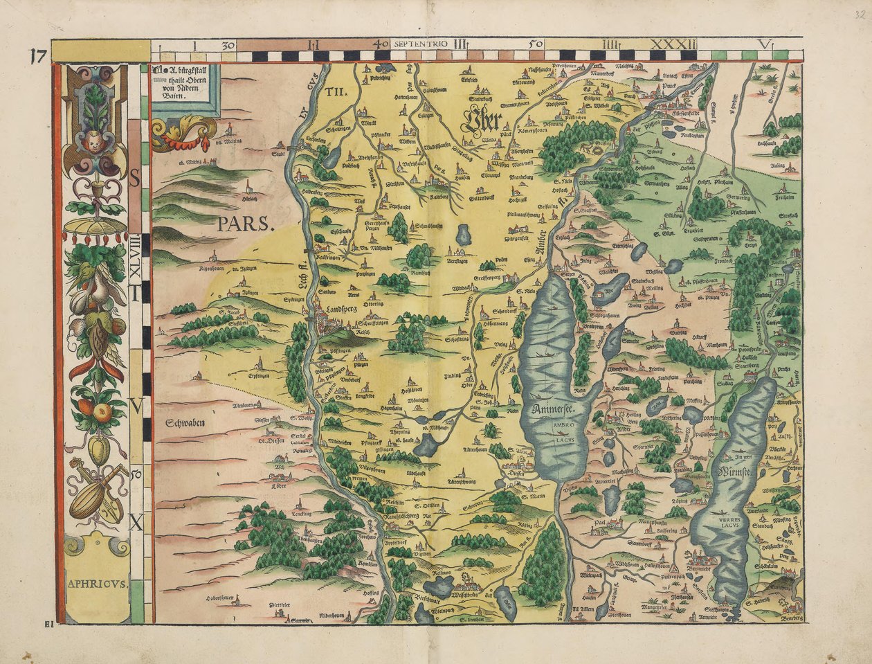 Philipp Apian - bavorské zemské stoly z roku 1568 od Philipp Apian