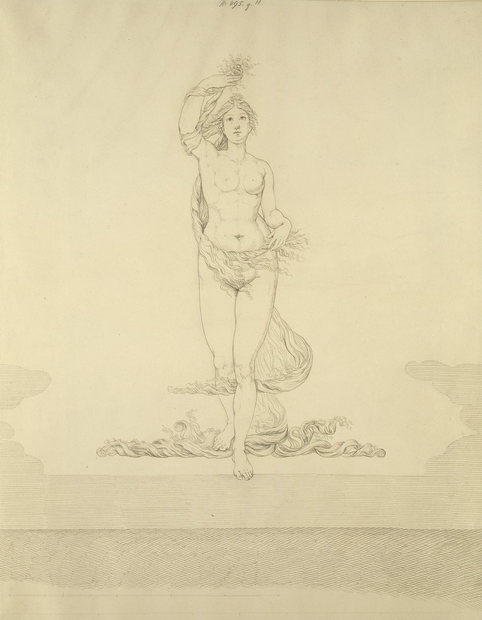 Aurora, 1807 (pero a šedý inkoust se stopou olova na papíře) od Philipp Otto Runge