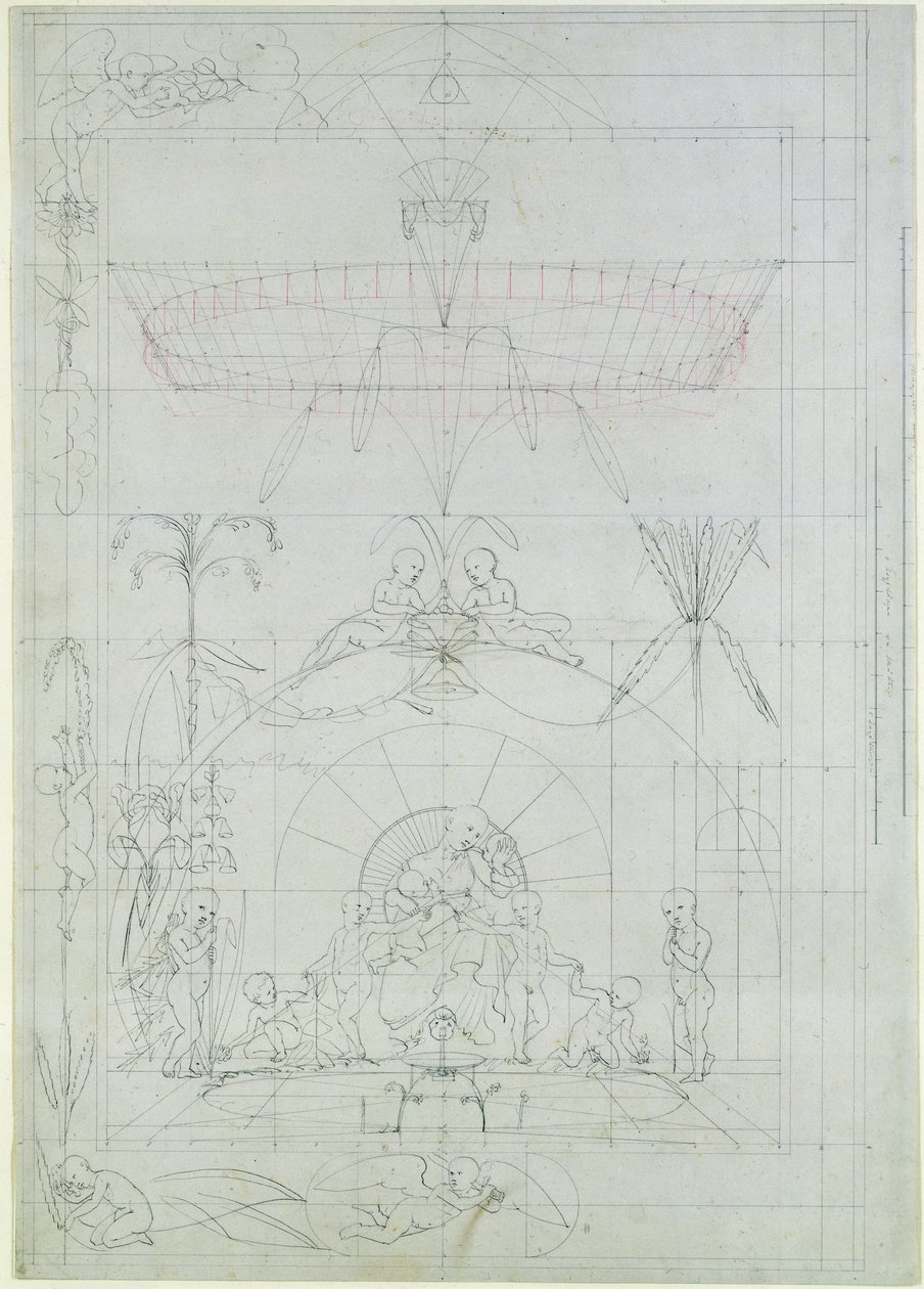 Den, 1803 (tužka a mytí na papíře) od Philipp Otto Runge