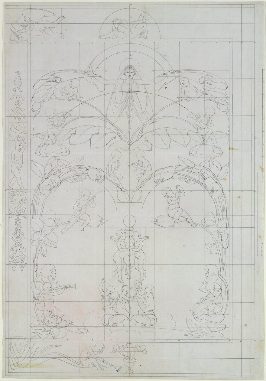 Večer, 1803 (tužka a mytí na papíře) od Philipp Otto Runge