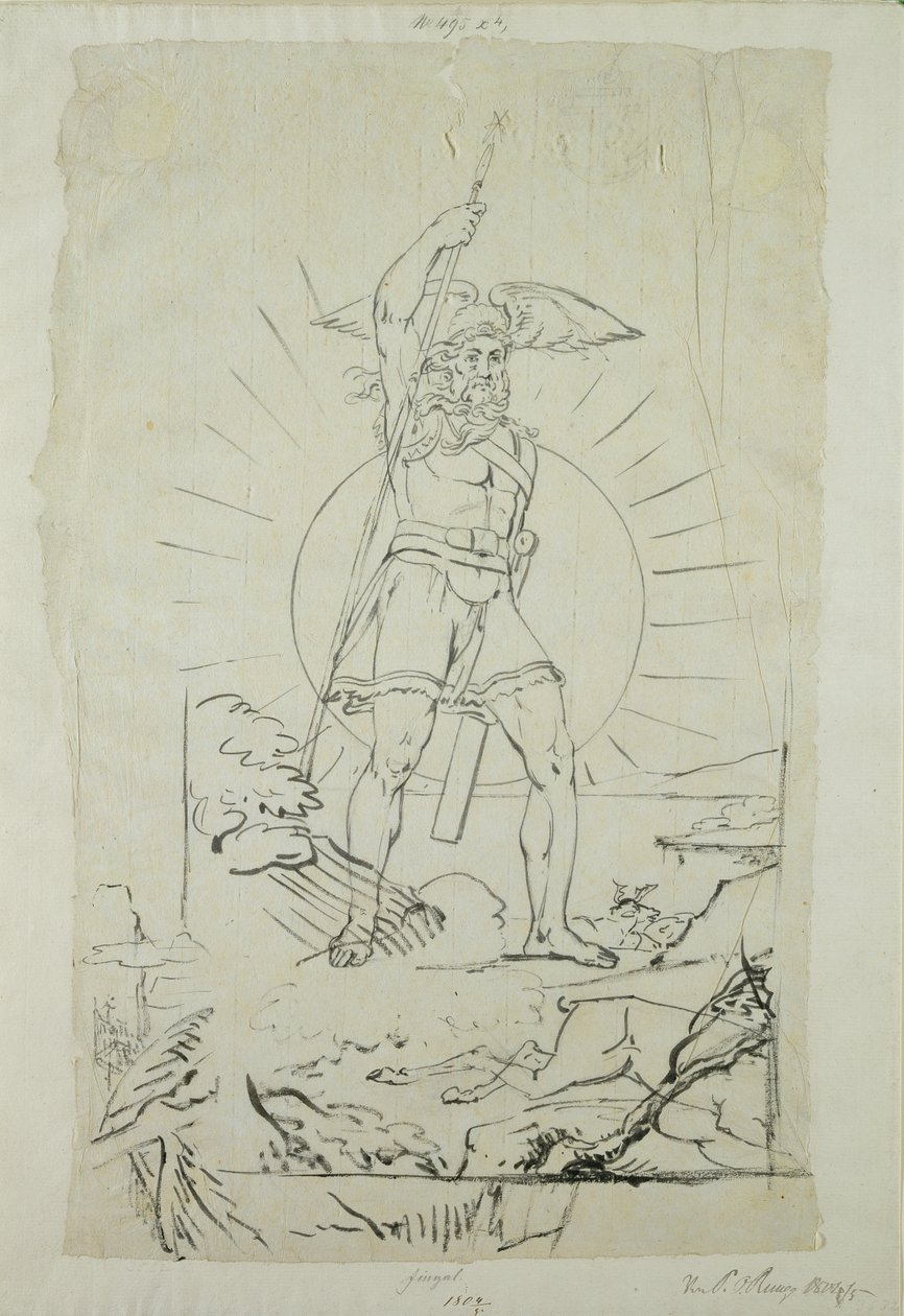 Fingal, 1804-5 (pero, inkoust a tužka na papíře) od Philipp Otto Runge
