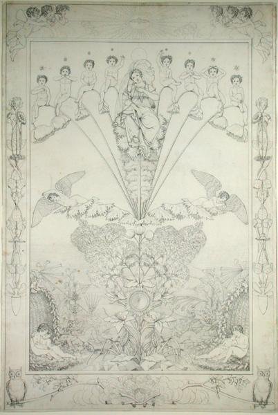 Night (měděný návrh), 1803 (pero a černý inkoust na papíře) od Philipp Otto Runge