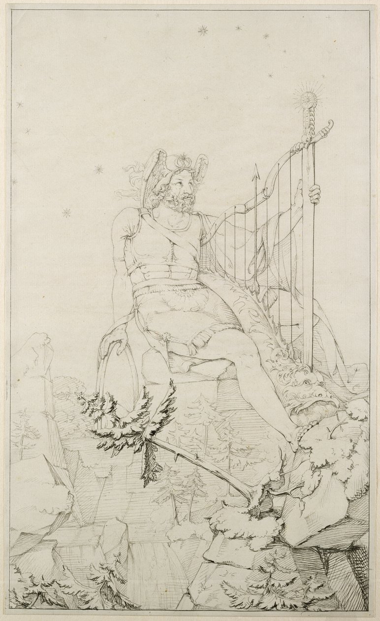 Ossian, 1804-5 (přemývat tužkou na papíře) od Philipp Otto Runge
