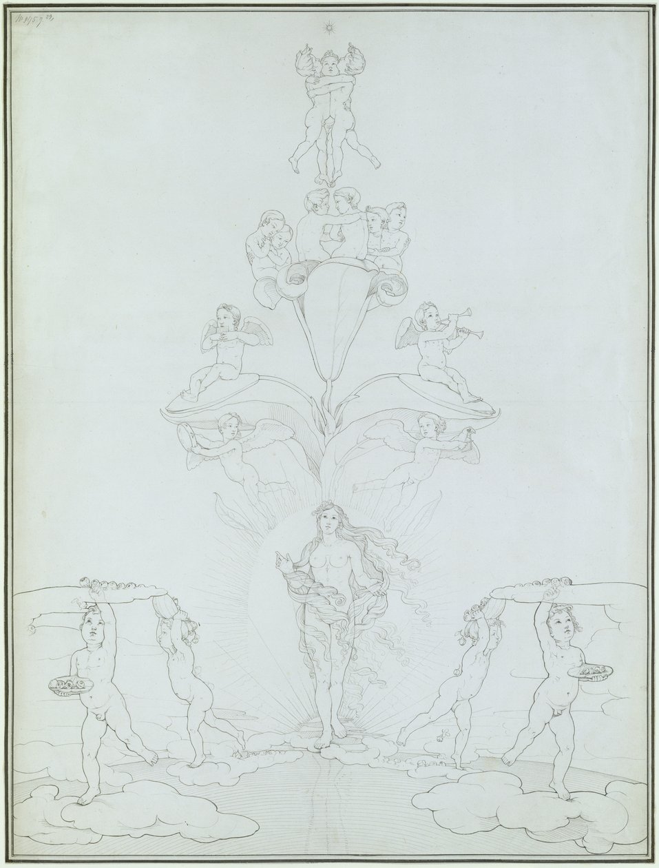 Ráno, 1803 (inkoust na papíře) od Philipp Otto Runge