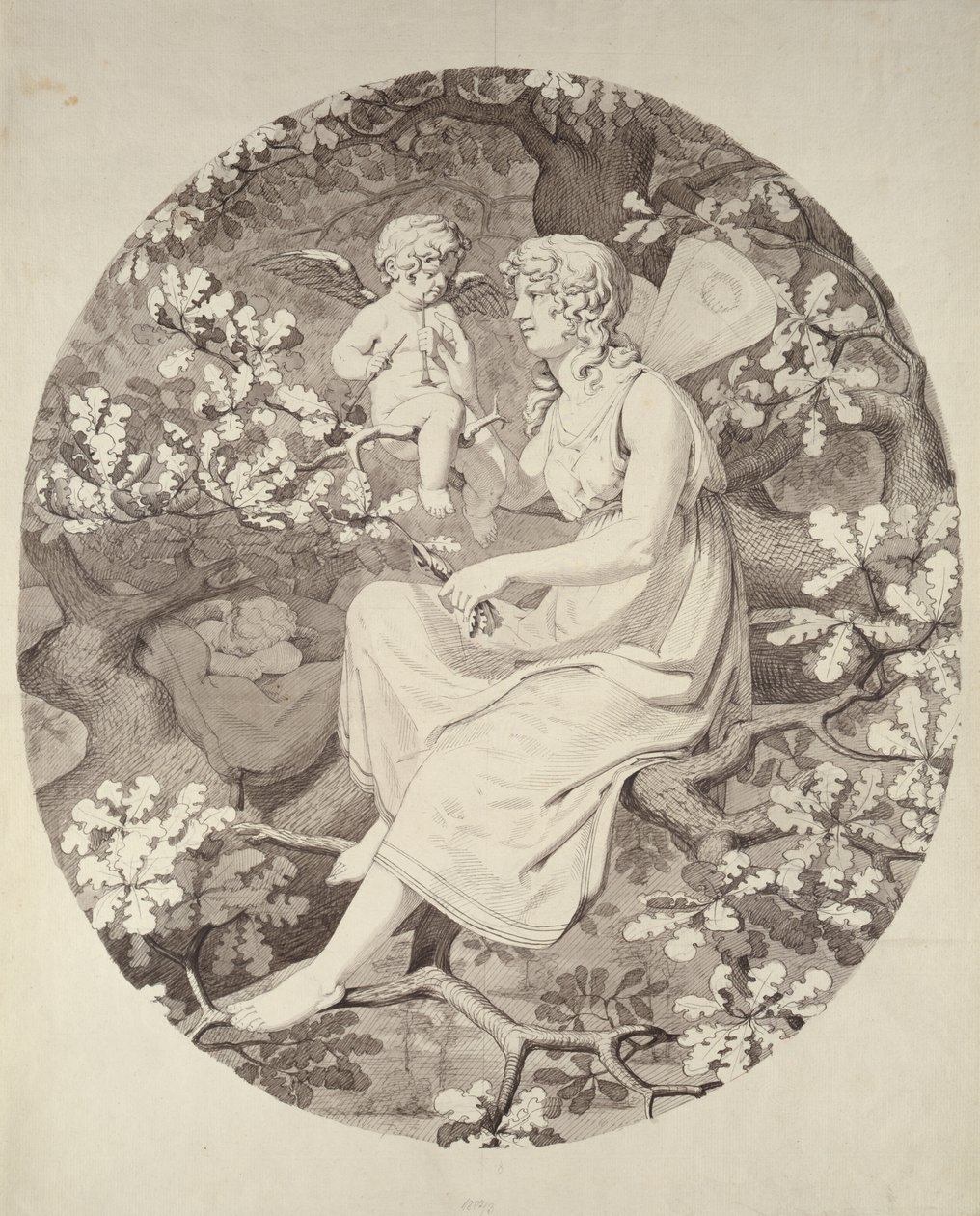The Nightingales Lesson, 1802 (pero a inkoust a mytí na papíře) od Philipp Otto Runge