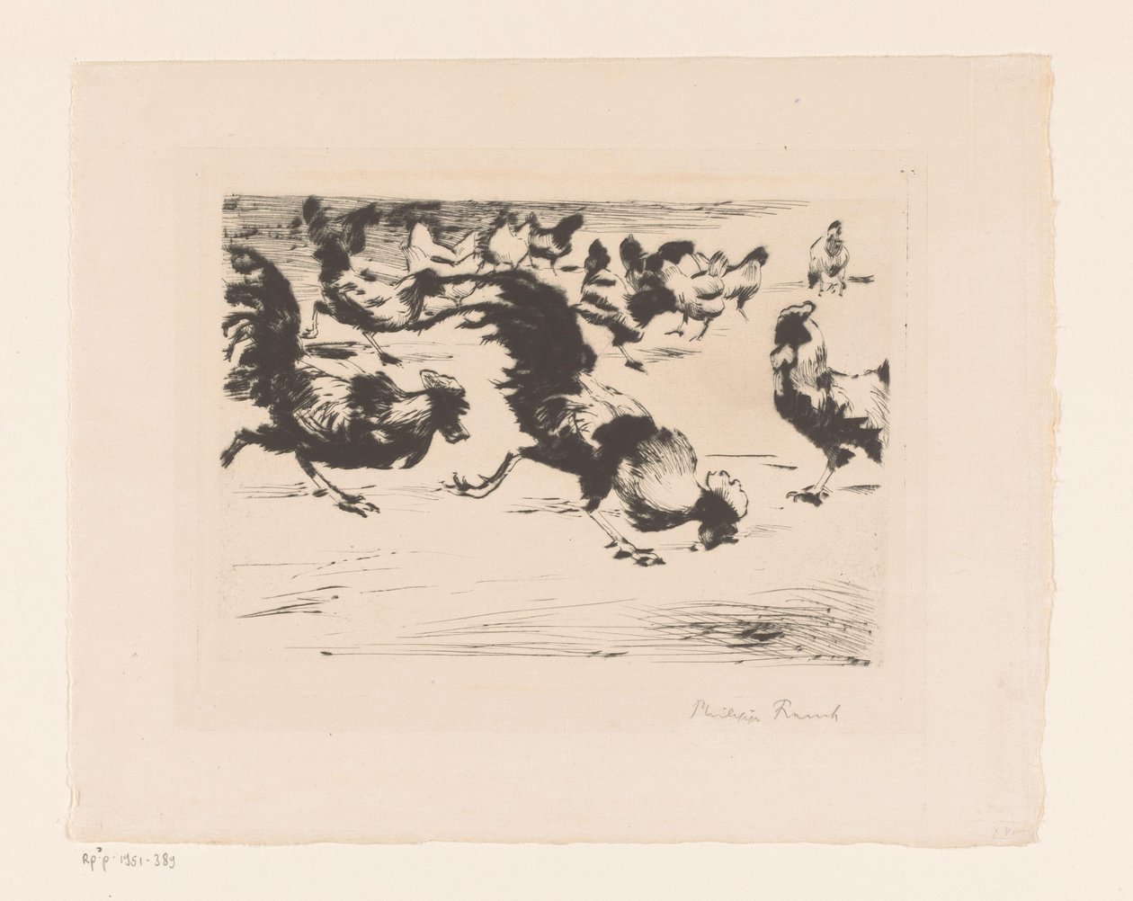 Kohouti a kuřata od Philipp Franck (signed by artist)