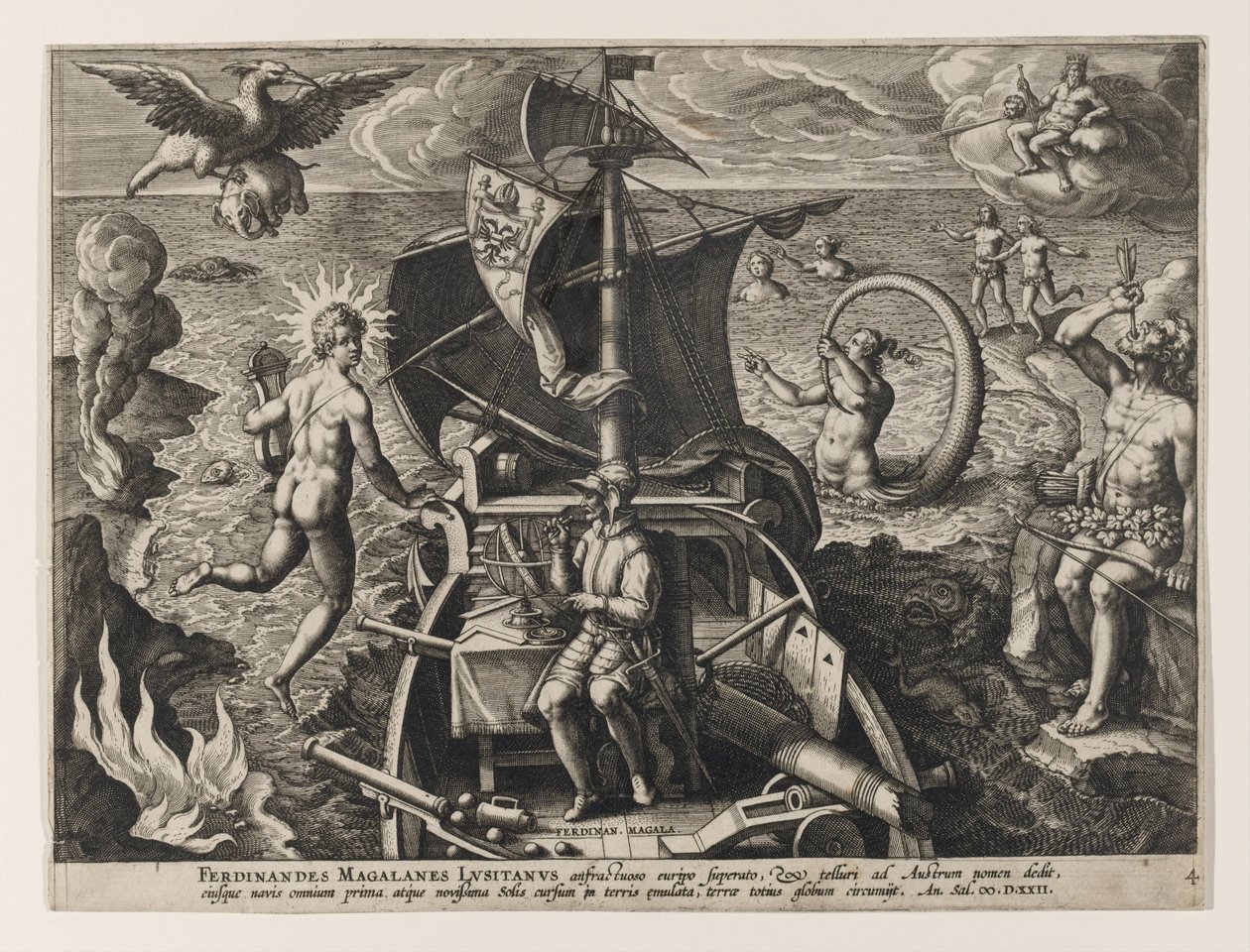 Ferdinando Magallanes Lusitanus z Ameriky Retetio, 1591 od Philipp Galle