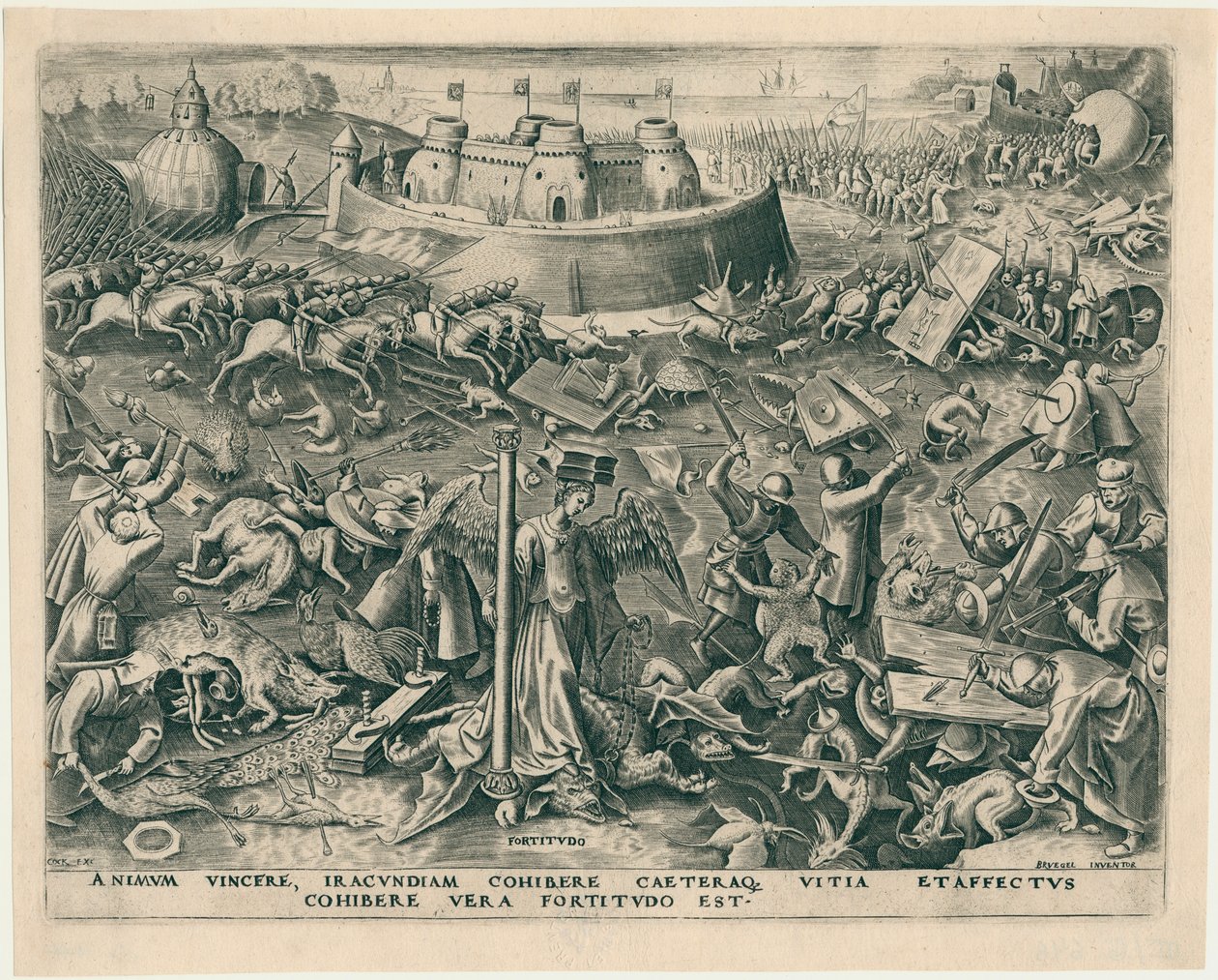 Fortitudo Fortitude ze Sedmi ctností, 1559. od Philipp Galle