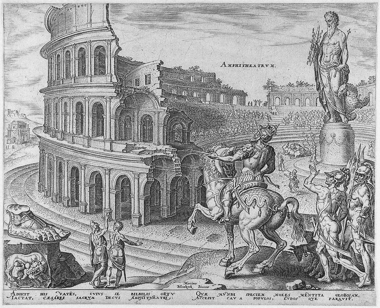 Koloseum v Římě ze série Osmé divy světa po Maarten van Heemskerck, 1572 od Philipp Galle