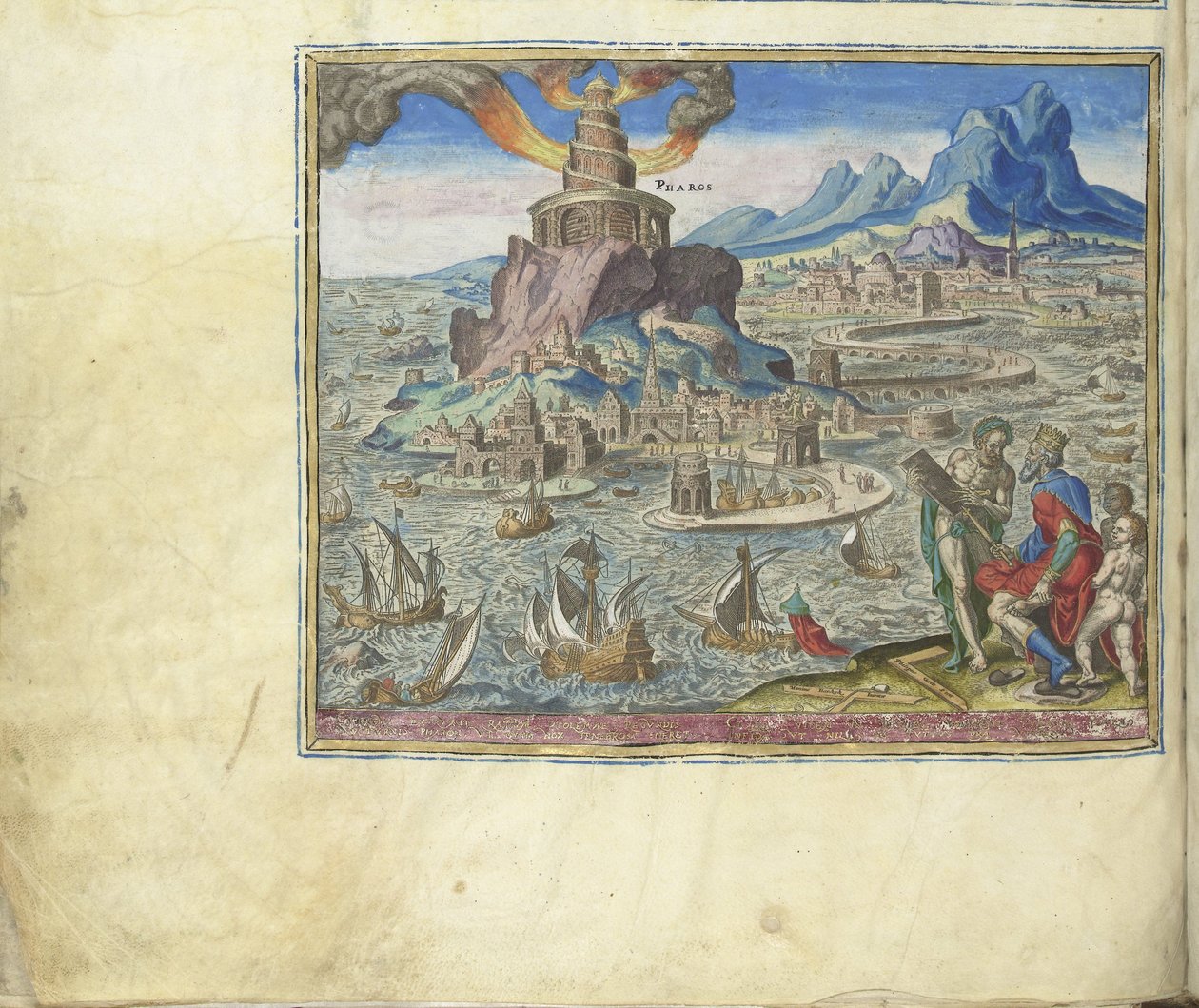 Maják v Alexandrii ze série Osmé divy světa, 1572 od Philipp Galle