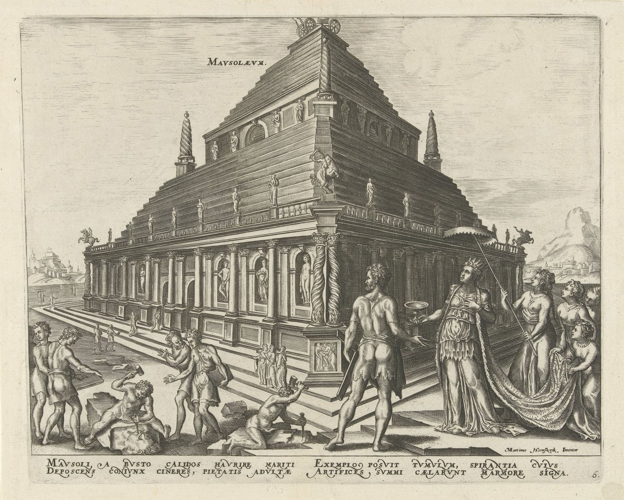 Mauzoleum v Halikarnasu ze série Osmé divy světa, 1572 od Philipp Galle