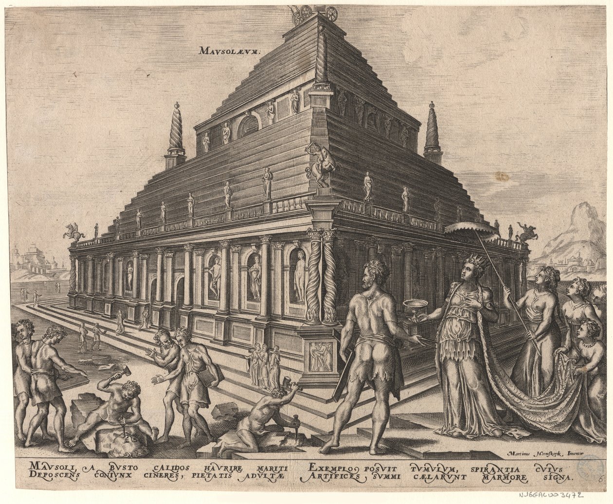 Mauzoleum v Halikarnasu ze série Osmé divy světa po Maarten van Heemskerck, 1572 od Philipp Galle