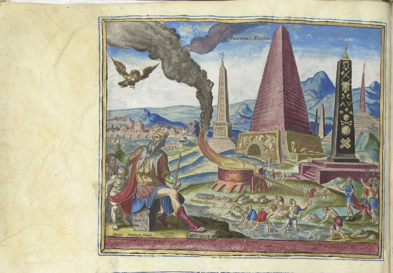 Egyptské pyramidy ze série Osmé divy světa, 1572 od Philipp Galle