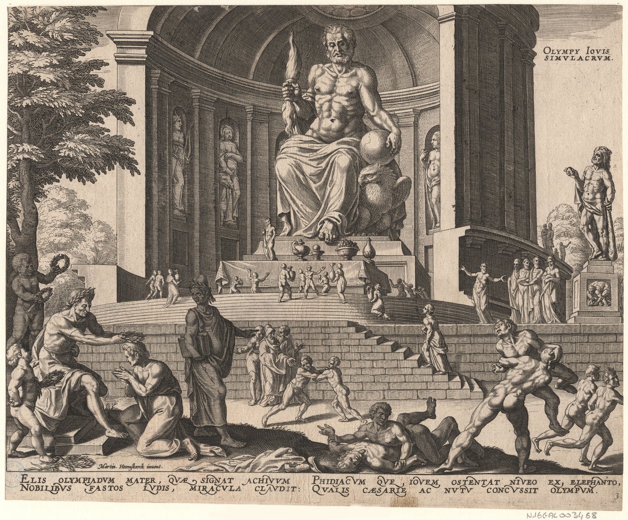 Socha Jupitera v Olympii ze série Osmé divy světa po Maarten van Heemskerck, 1572 od Philipp Galle
