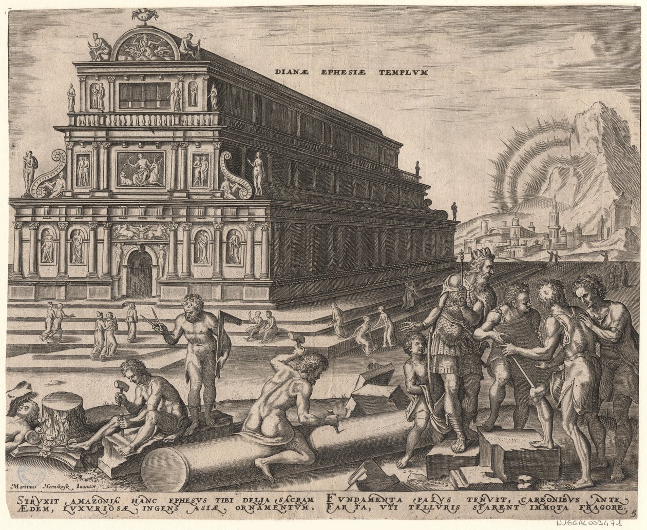Chrám Diany v Efezu ze série Osmé divy světa po Maarten van Heemskerck, 1572 od Philipp Galle