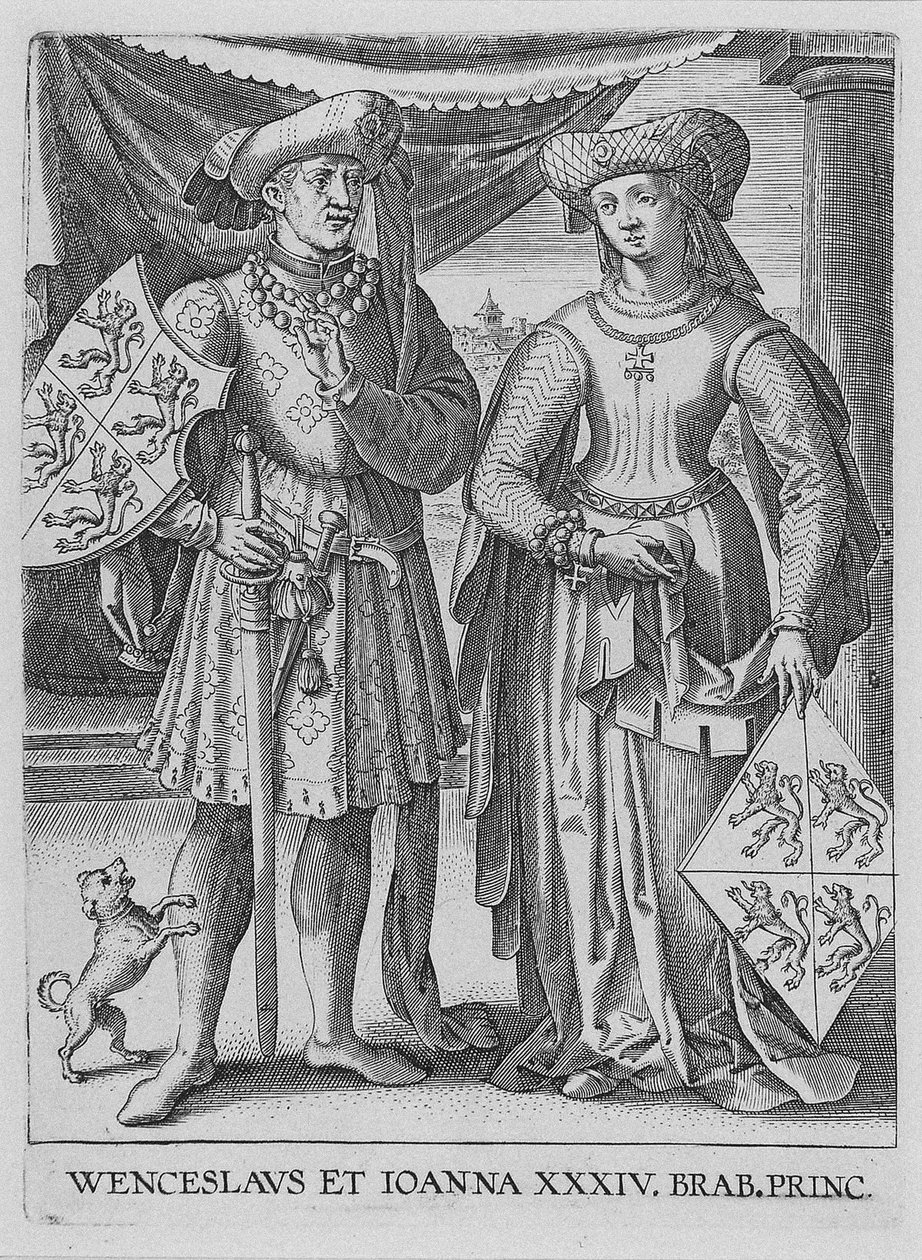 Václav I., vévoda lucemburský a Joanna, vévodkyně z Brabant, ca. 1600 od Philipp Galle
