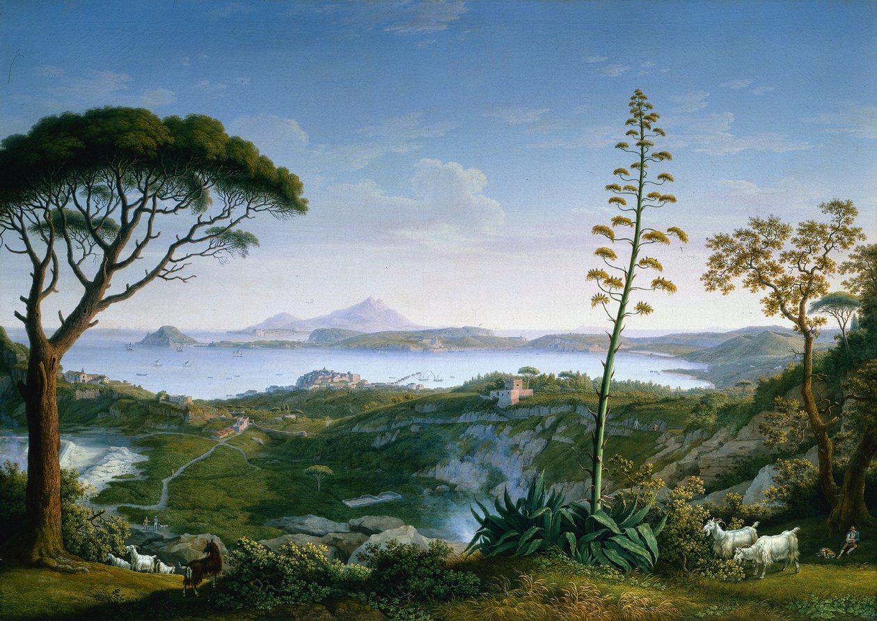 Pohled na záliv Pozzuoli ze Solfatara, 1803. od Philipp Hackert