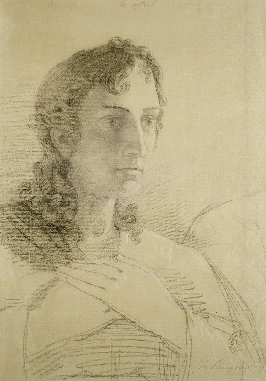 Hlava a ruce sv. Jana, 1806 (křída a uhel na papíře) od Philipp Otto Runge