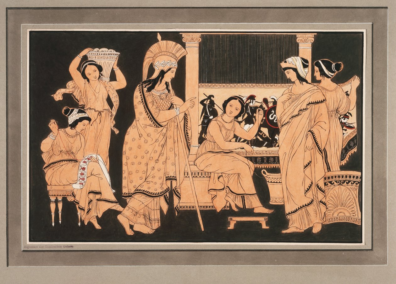 Athena bei der mit Webereien beschäftigten Penelope od Philipp Veit