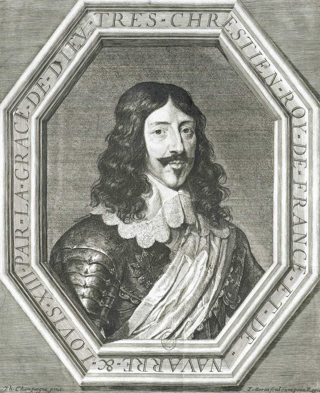 Portrét Ludvíka XIII. (1601-43) rytina Jean Morin od Philippe de Champaigne