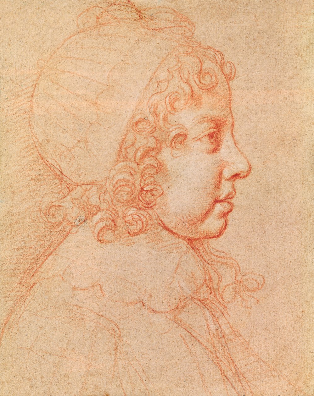 Portrét Ludvíka XIV jako dítě (červená křída na papíře) od Philippe de Champaigne