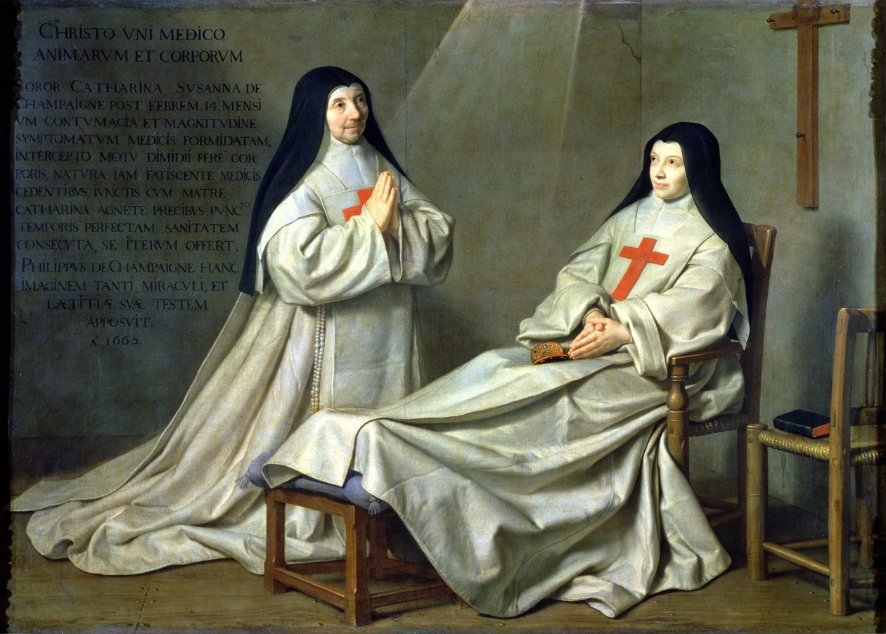 Portrét matky Kateřiny-Agnes Arnauld (1593-1671) a sestry Kateřiny ze St. Suzanne Champaigne (1636-86), umělcovy dcery, 1662 (podrobnosti viz 89737) od Philippe de Champaigne