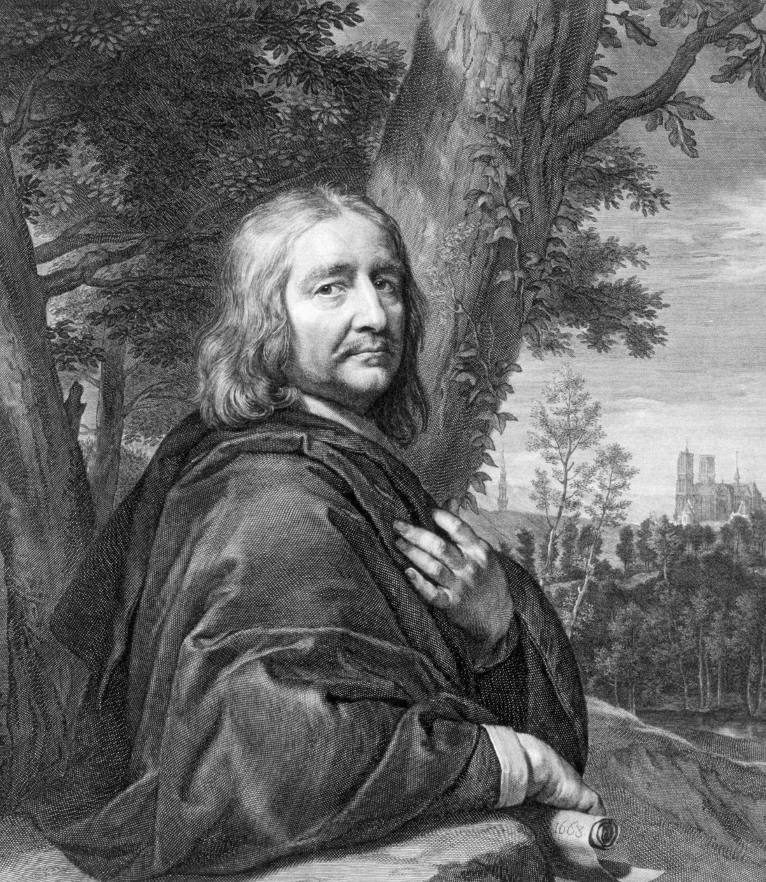 Autoportrét, rytý Gerard Edelinck od Philippe de Champaigne