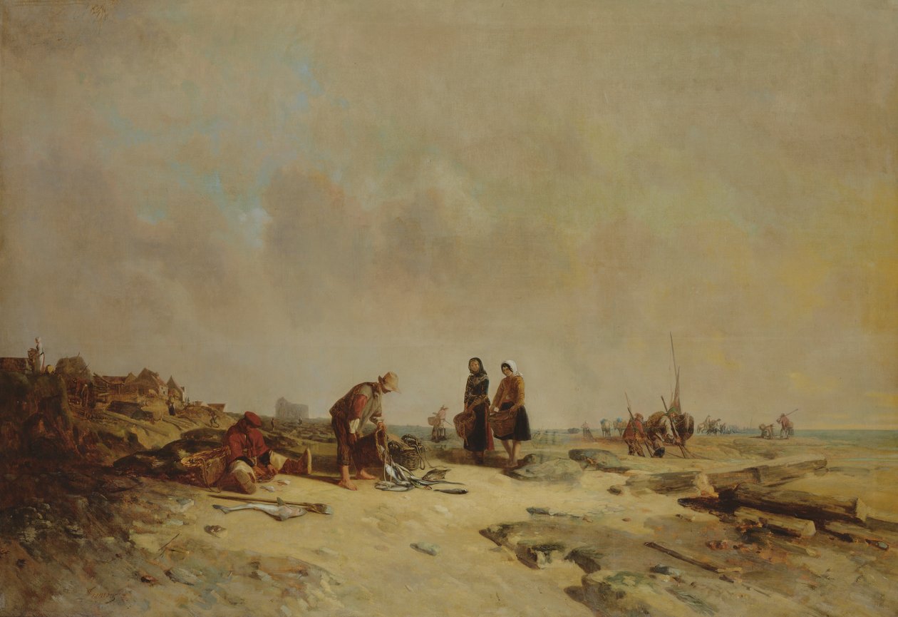 Neap Tide v Audresselles od Philippe Auguste Jeanron