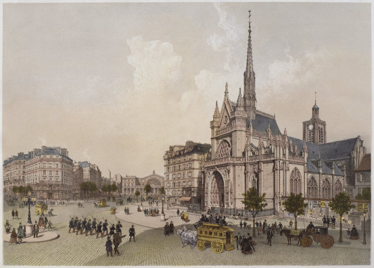 Kostel sv. Vavřince, Paříž, ilustrace z „Paříže v její nádheře“, vydal Henri Charpentier, 1861 od Philippe Benoist