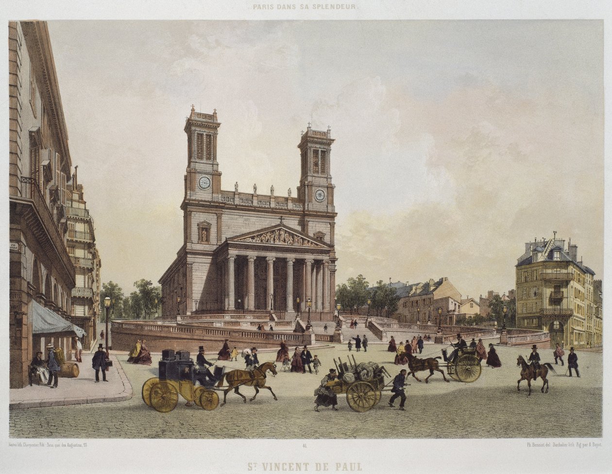 Kostel sv. Vincenta de Paul, Paříž, ilustrace z „Paříže v její nádheře“, vydal Henri Charpentier, ryl Charles Claude Bachelier (fl.1830-60) 1861 od Philippe Benoist