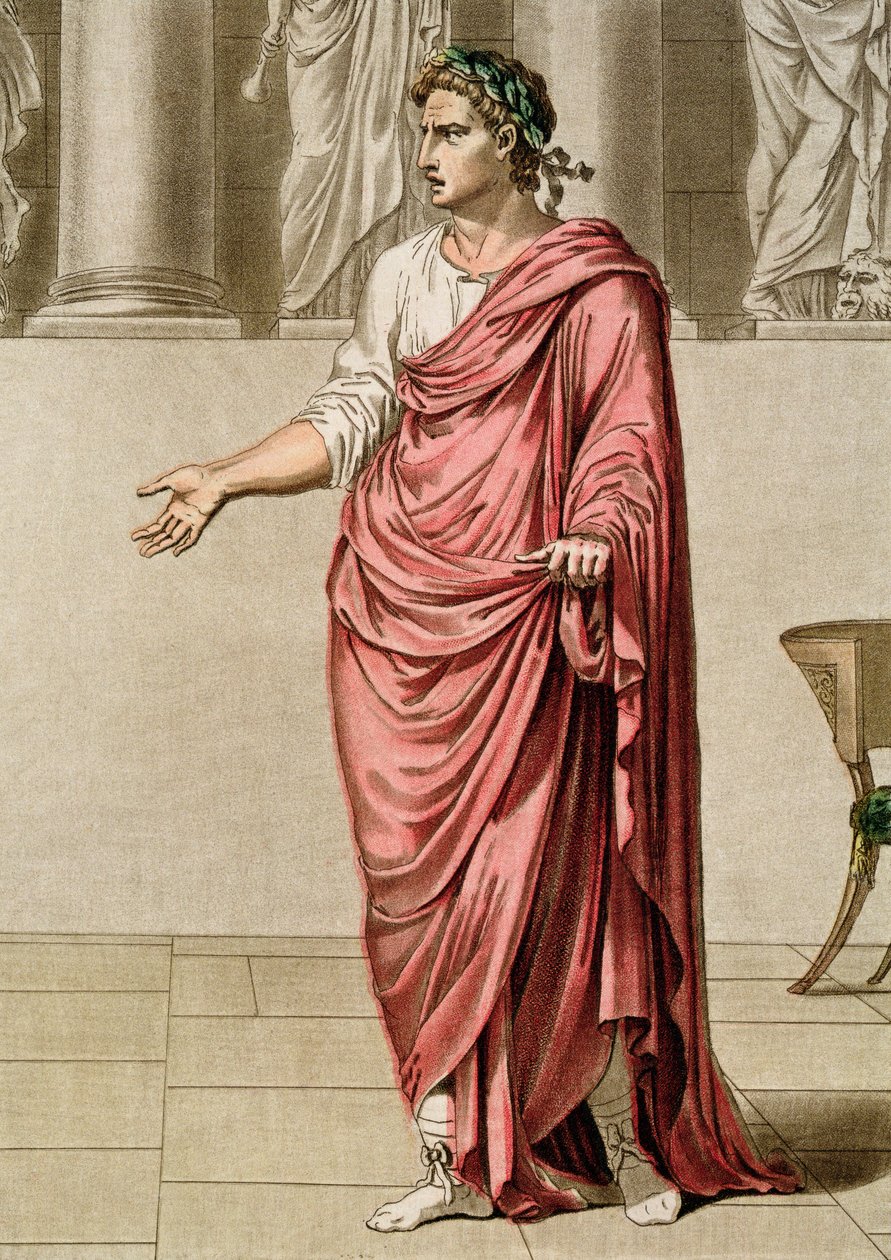 Titus, kostým pro „Berenice“ od Jeana Racina, ze svazku II „Výzkum kostýmů a divadla všech národů“, vyryl Antoine Carre, 1802 od Philippe Chery
