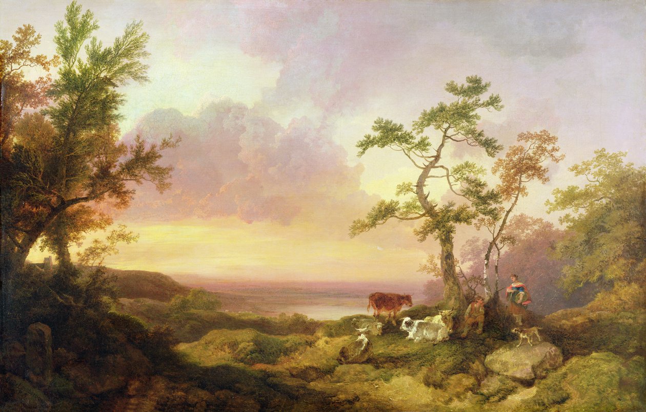 Krajina s dobytkem a rolníkem, kolem roku 1781 od Philippe Jacques de Loutherbourg