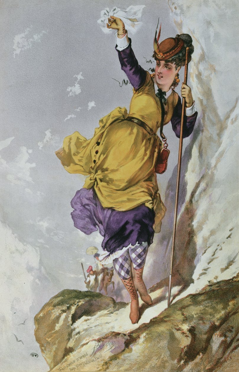Žena horolezectví, asi 1860-70 od Philippe Jacques after Linder
