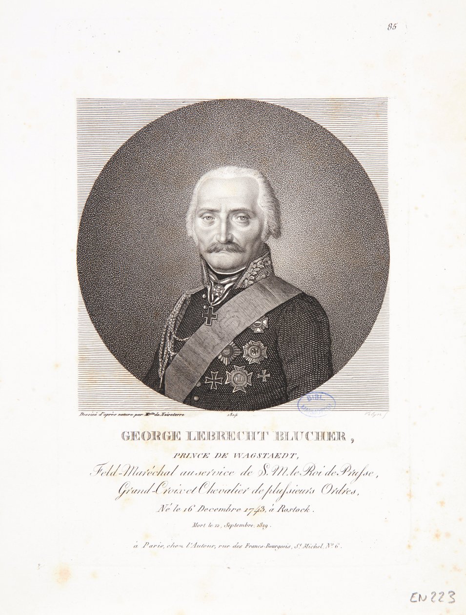 Portrét George Lebrecht Blucher, 1814 od Philippe Velyn
