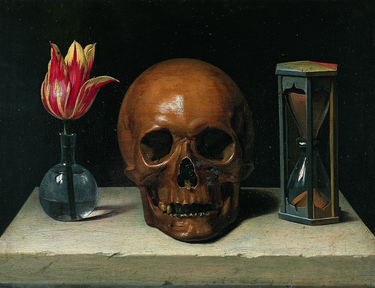 Zátiší s lebkou, malba vanitas od Philippe de Champaigne