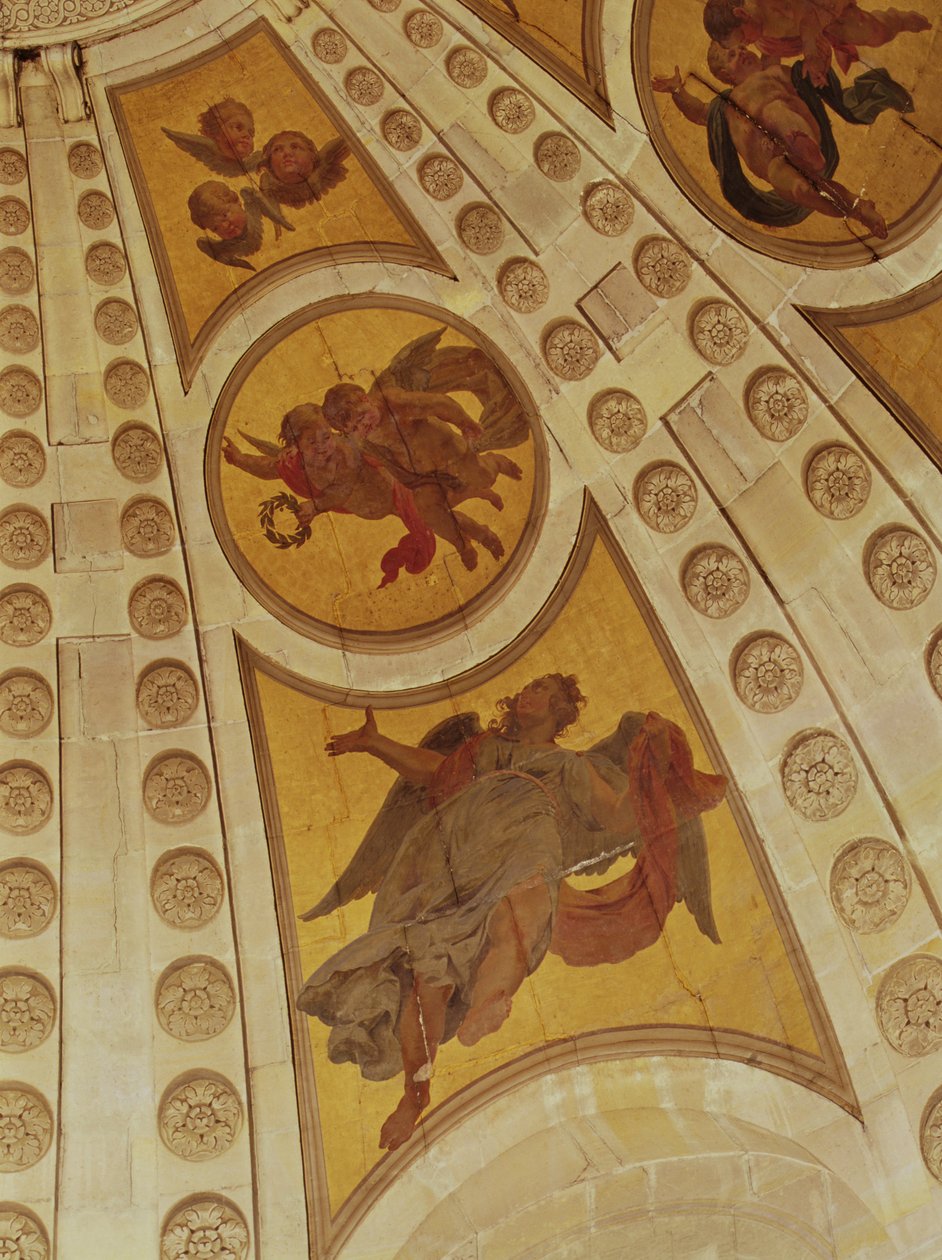 Detail andělů z kopule, postavený 1635-42 detail nástěnné malby z 221335 od Philippe de Champaigne