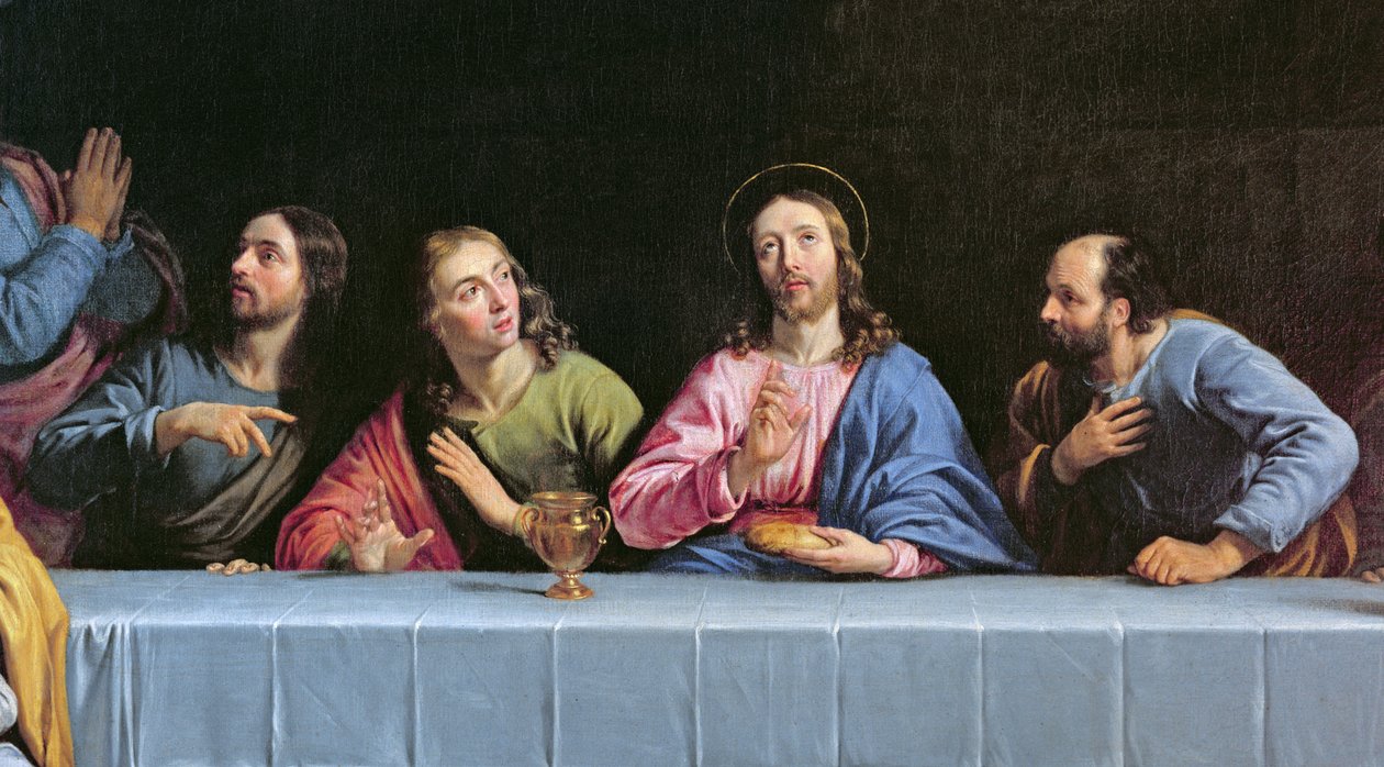 Poslední večeře, zvaná Malá poslední večeře detail olej na plátně z roku 140298 od Philippe de Champaigne