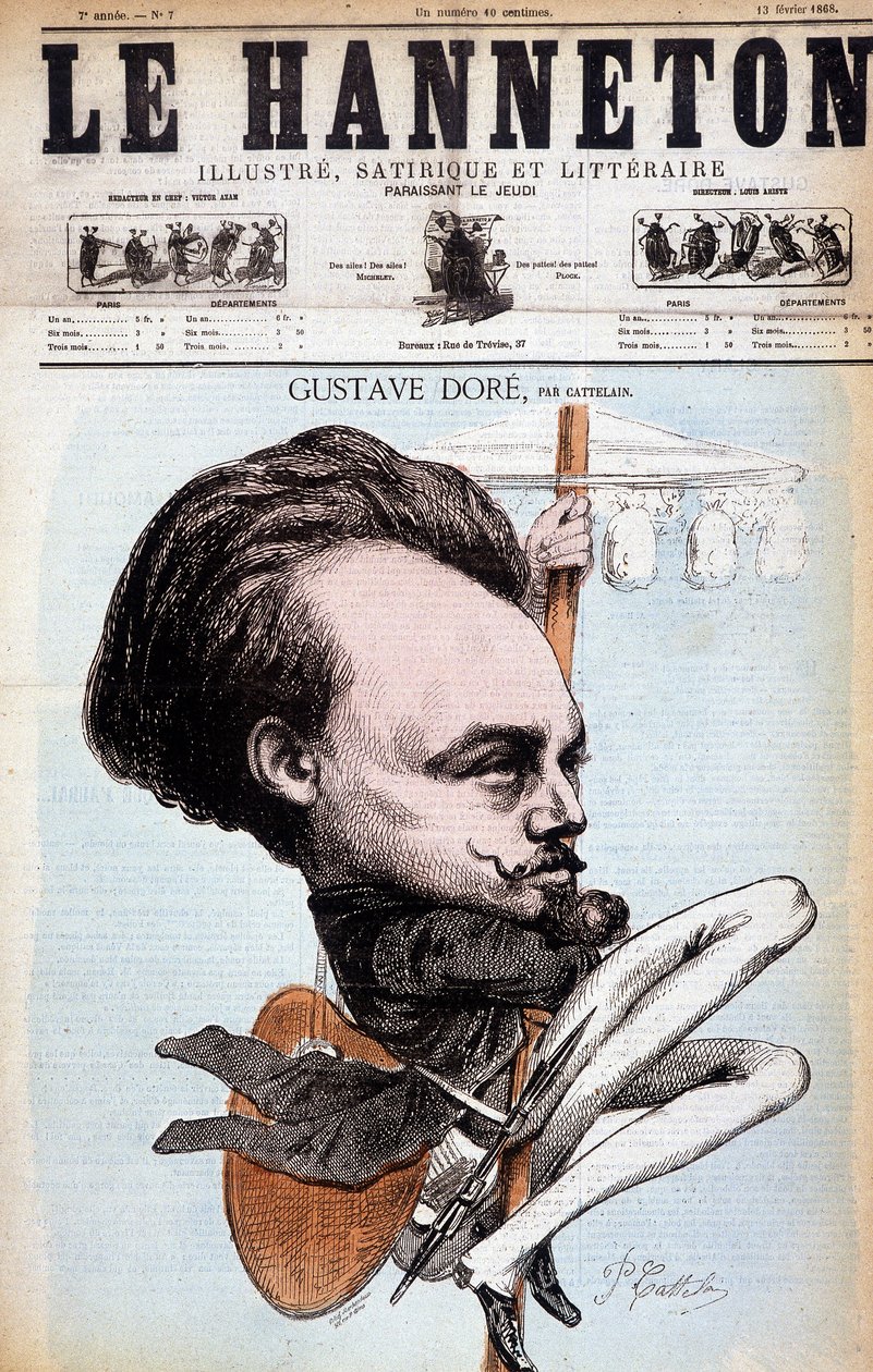 Gustave Doré. Francouzský kreslíř a malíř (1832 až 1883). Cartoon od Cattelaina. Hanneton 1868. od Philippe Auguste Cattelain