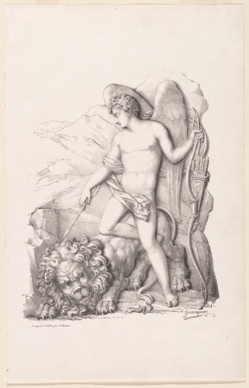 L’Amour terrassant un lion (Zosobnění lásky porážející lva) od Philippe Auguste Hennequin