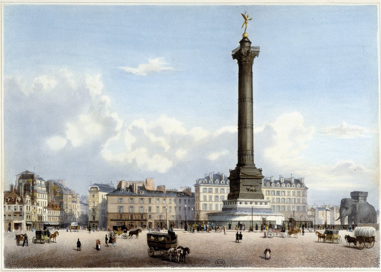 Červencový sloup u Bastily - v "Promenade dans Paris et ses environs", návrh Jacottet a Benoist, cca 1840 od Philippe Benoist