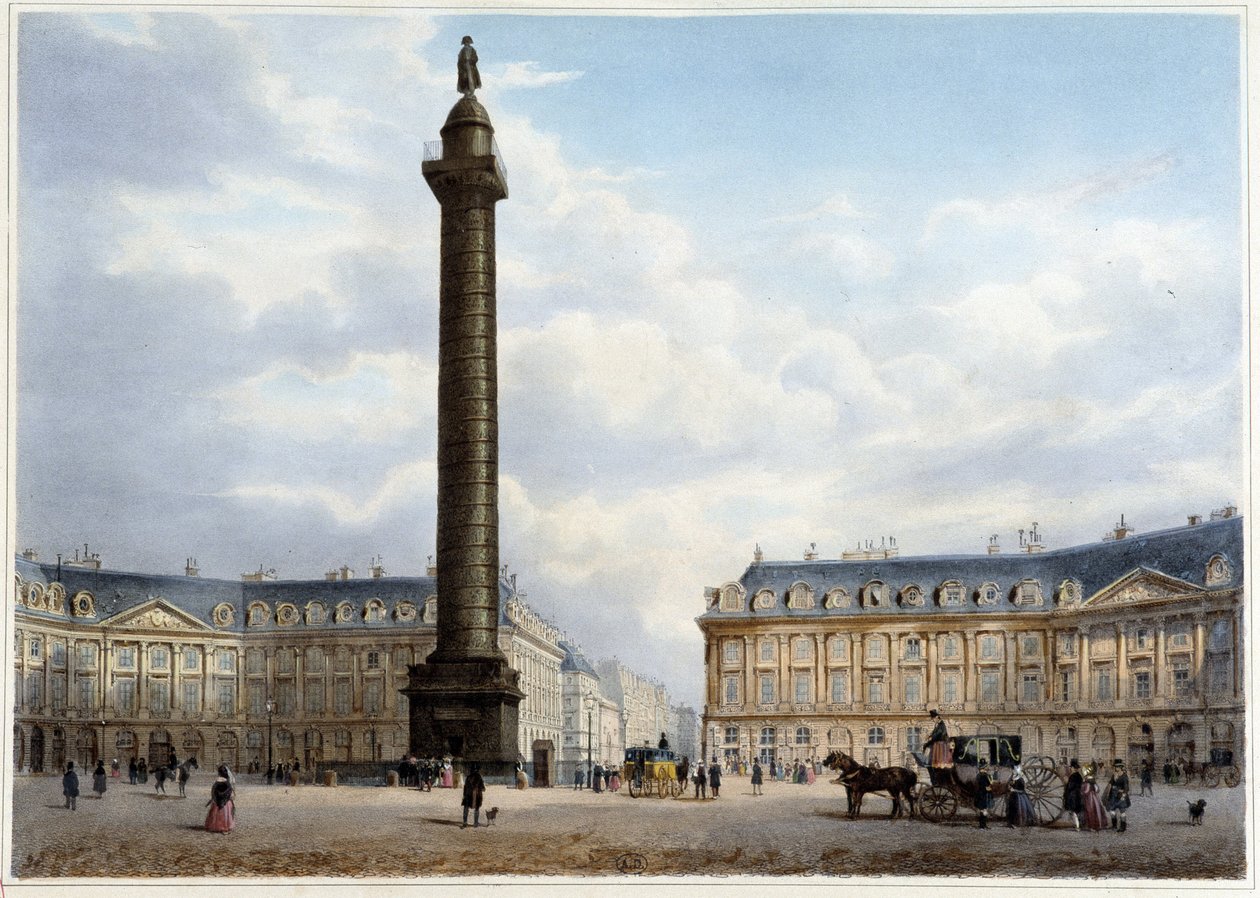 Column de la Place Vendôme - v „Procházka v Paříži a okolí“, navržený Jacottetem a Benoistem, c. 1840 od Philippe Benoist