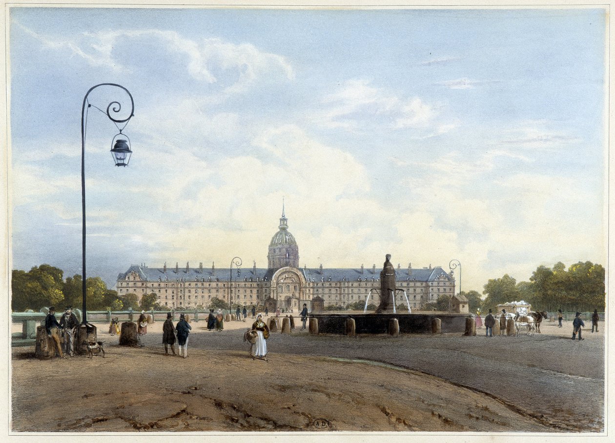 Hôtel des Invalides při pohledu z Champ de Mars - v ""Procházka v Paříži a okolí"", Jacottet a Benoist, ed. Gihaut od Philippe Benoist