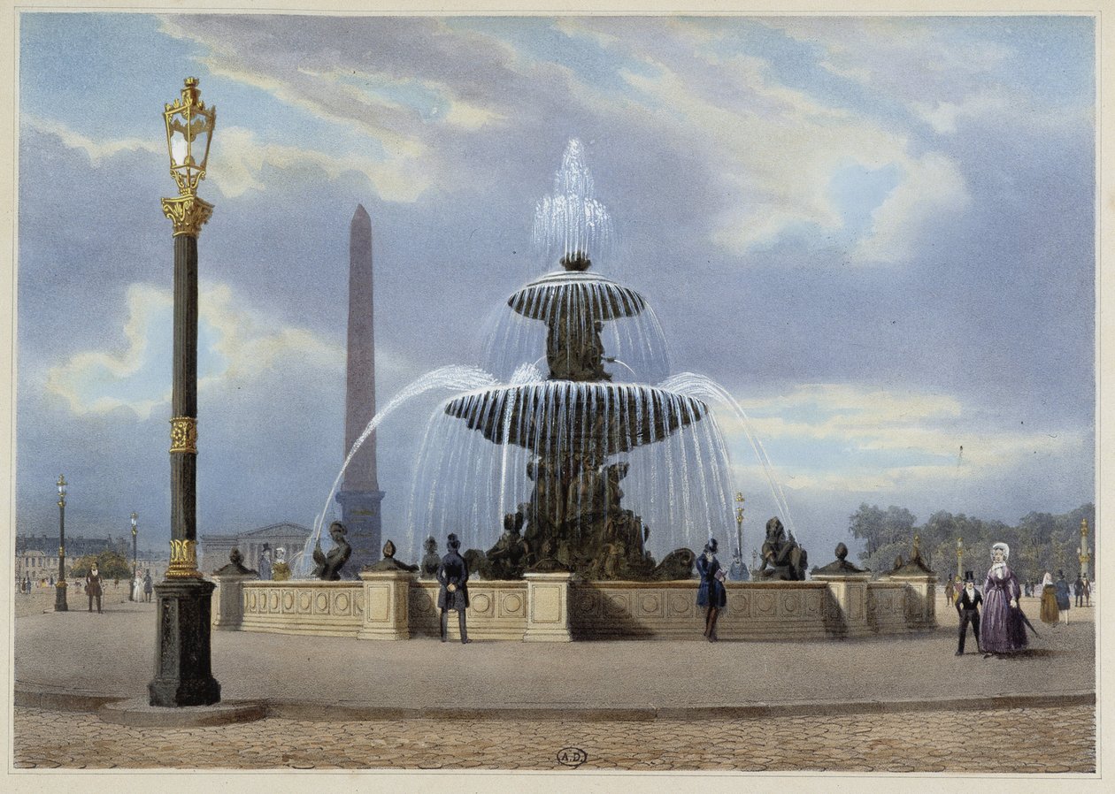 Place de la Concorde - v „Procházce po Paříži a okolí“, navržený Jacottetem a Benoistem, c. 1840 od Philippe Benoist