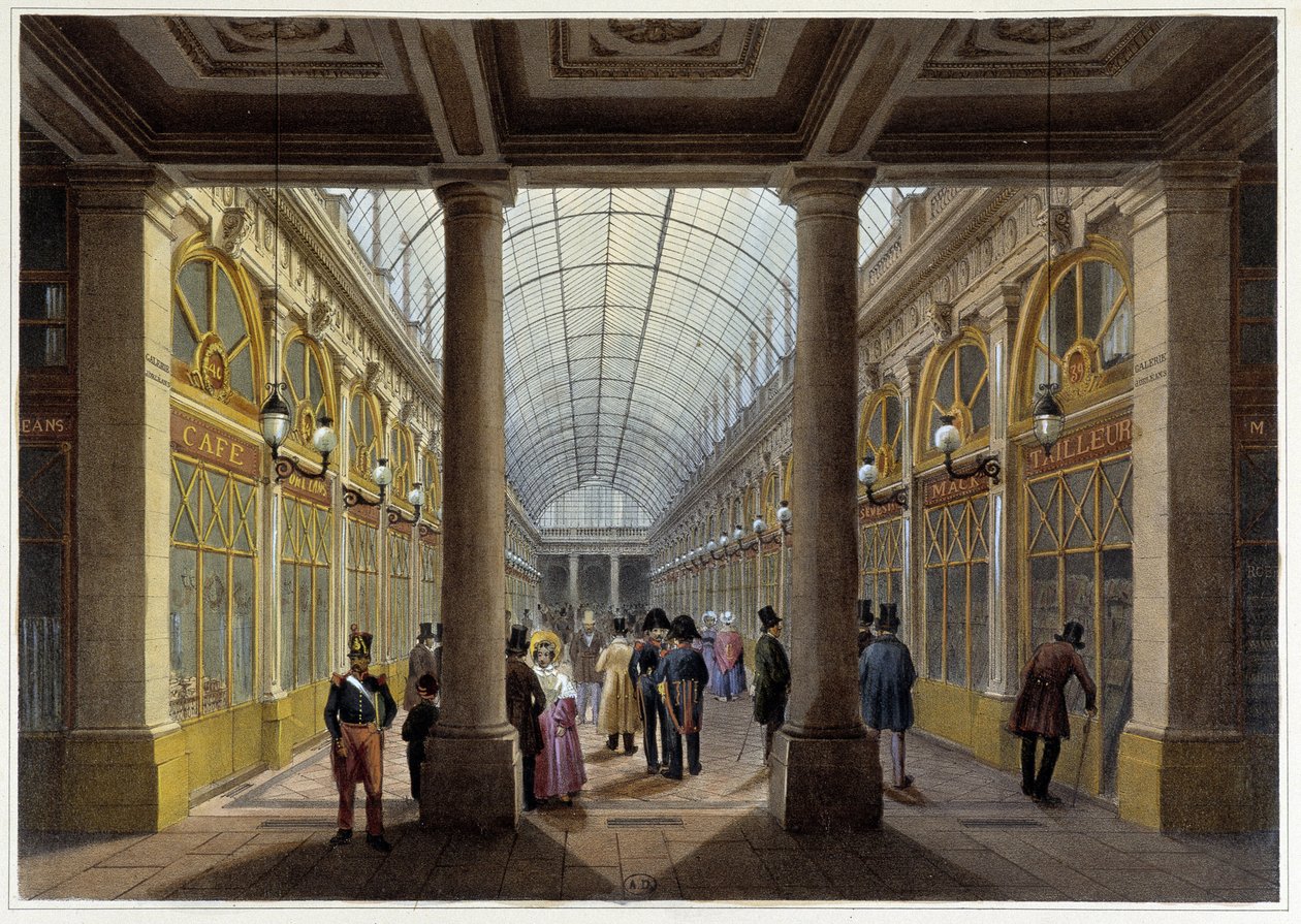 Orleánská galerie v Palais Royal - v knize "Promenade dans Paris et ses environs", návrh Jacottet a Benoist, cca 1840 od Philippe Benoist