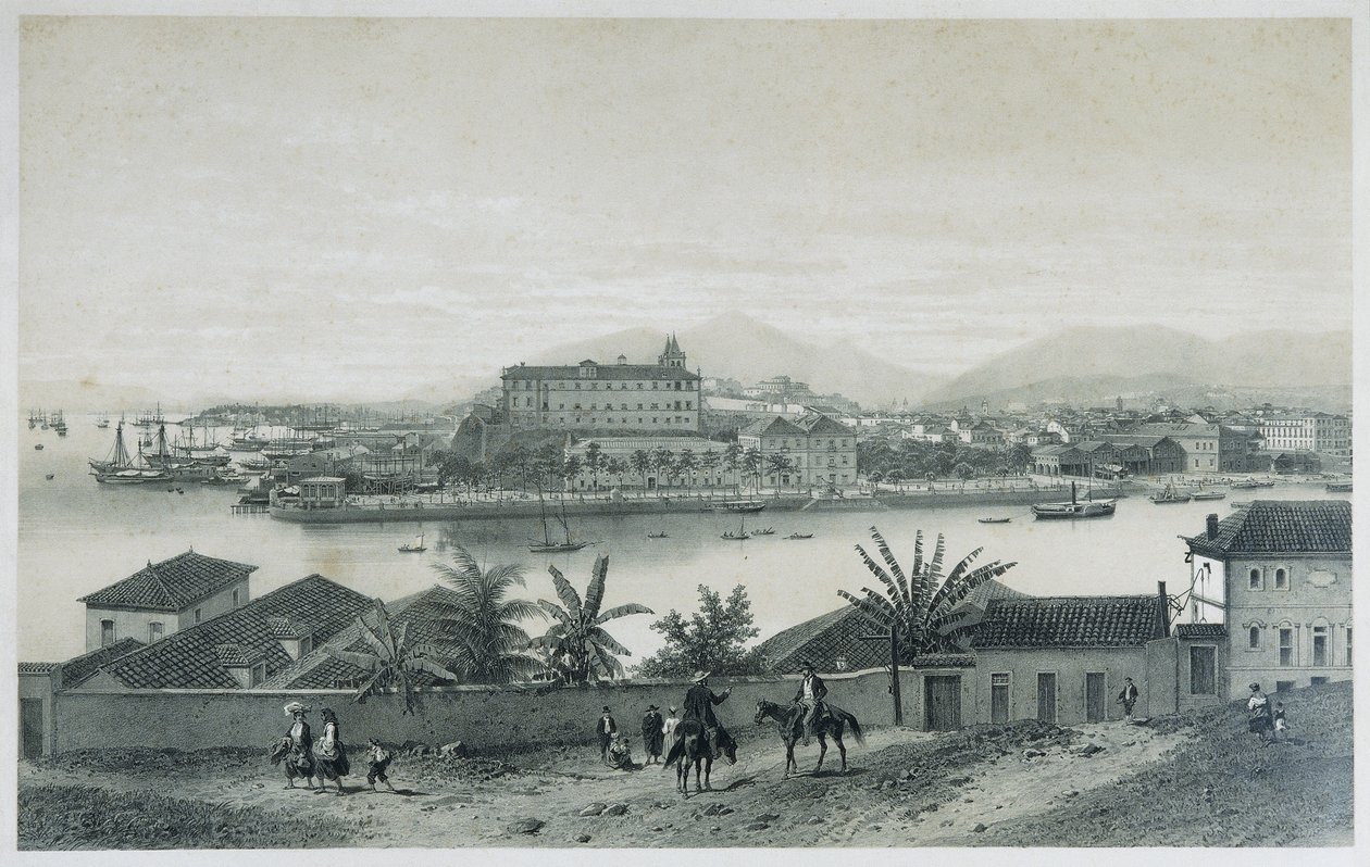 Devět panoramatických pohledů na Rio de Janeiro: Z ostrova Cobras, 1862 od Philippe Benoist