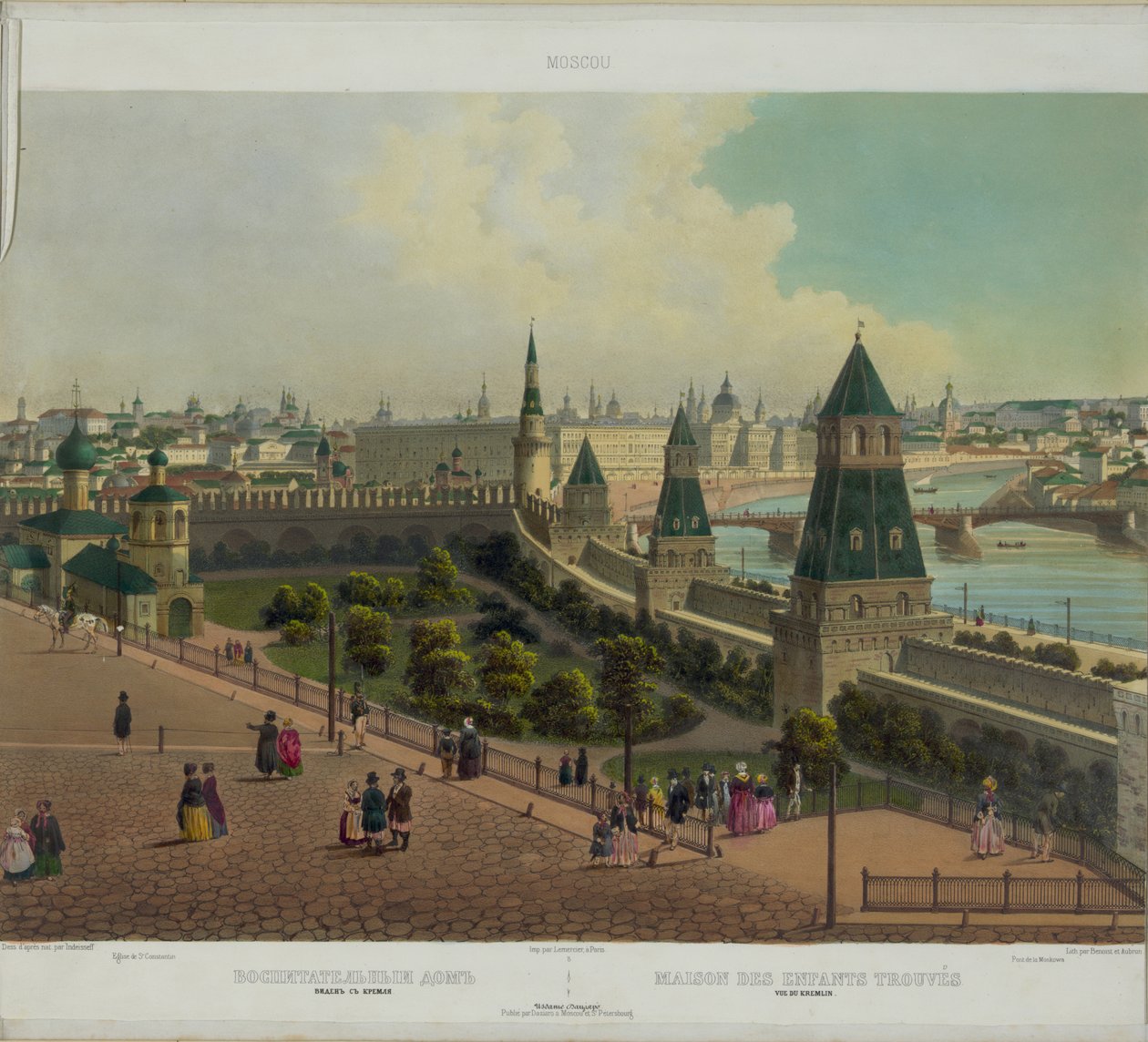 Moskevský sirotčinec z panoramatického pohledu na Moskvu v 10 částech, cca 1848 od Philippe Benoist